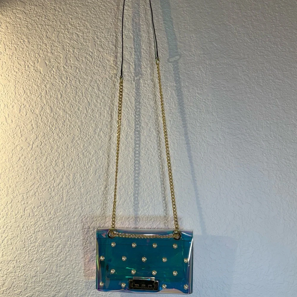 ZAC Zac Posen Eartha Mini Iridescent TPU Pearl Crossbody Bag Double Layer Strap - Picture 15 of 16